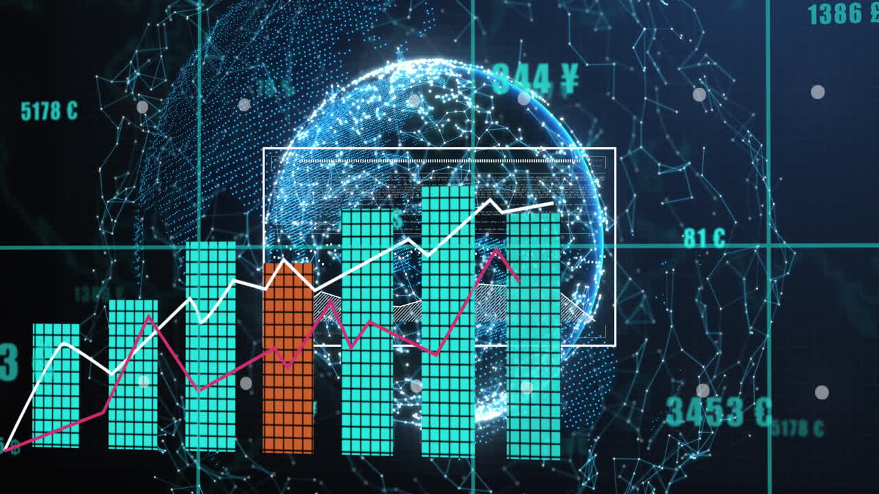 Animation of data processing over globe | Premium Stock Video Footage