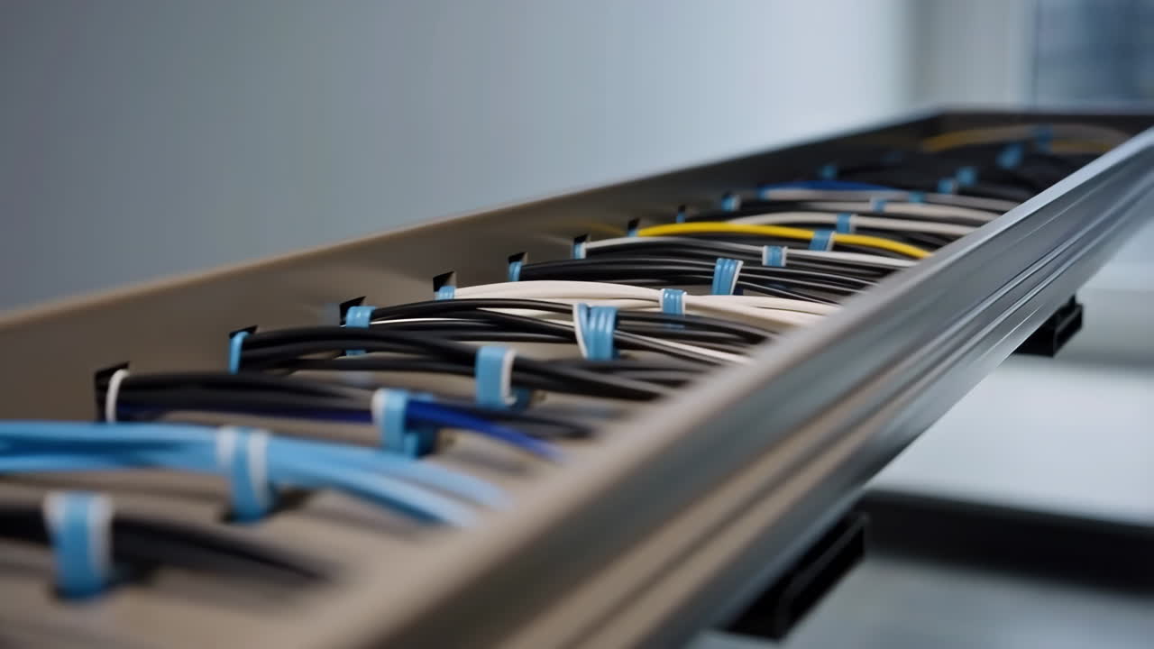 Organized Cables in a Cable Management Tray