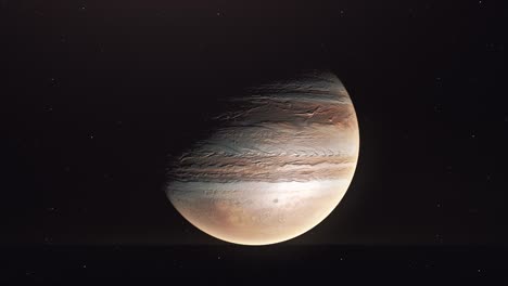 spinning planet jupiter in deep space - animation