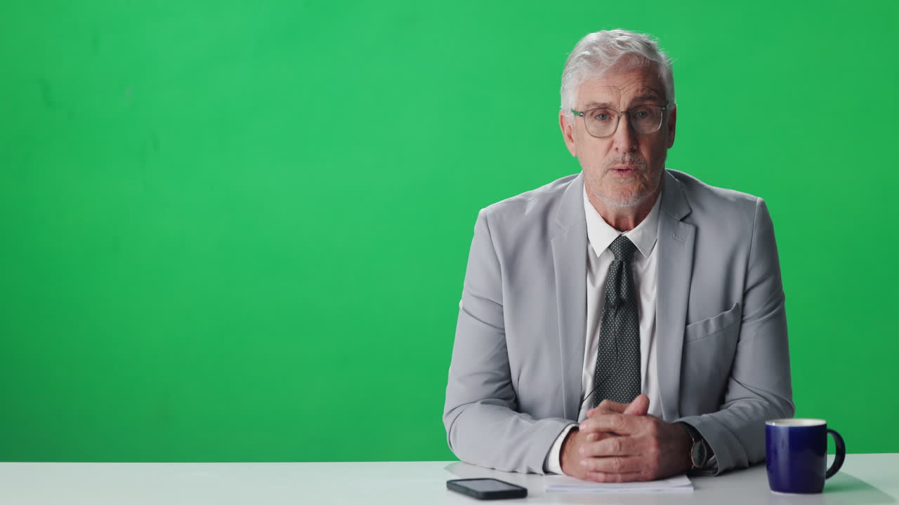 News presenter on green screen