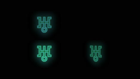 Japan symbols pattern with green neon