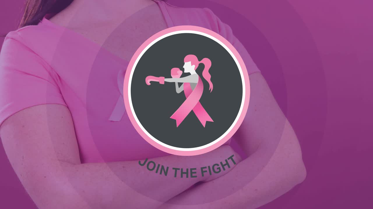 animación de concienciación sobre el cáncer de mama texto sobre mujer caucásica