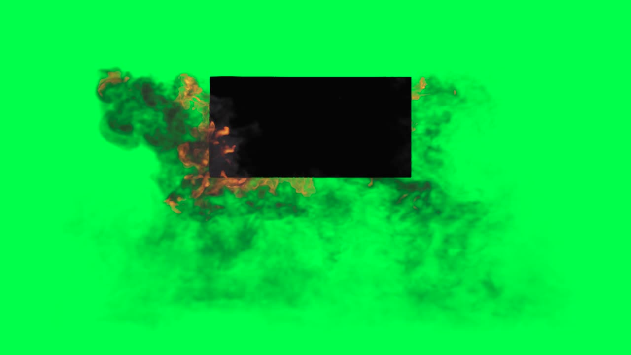 불과 연기가 검은 사각형의 배경