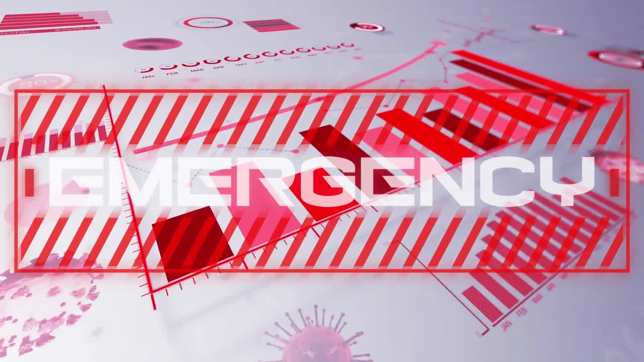 animación de células de covid 19 y texto con registro de estadísticas