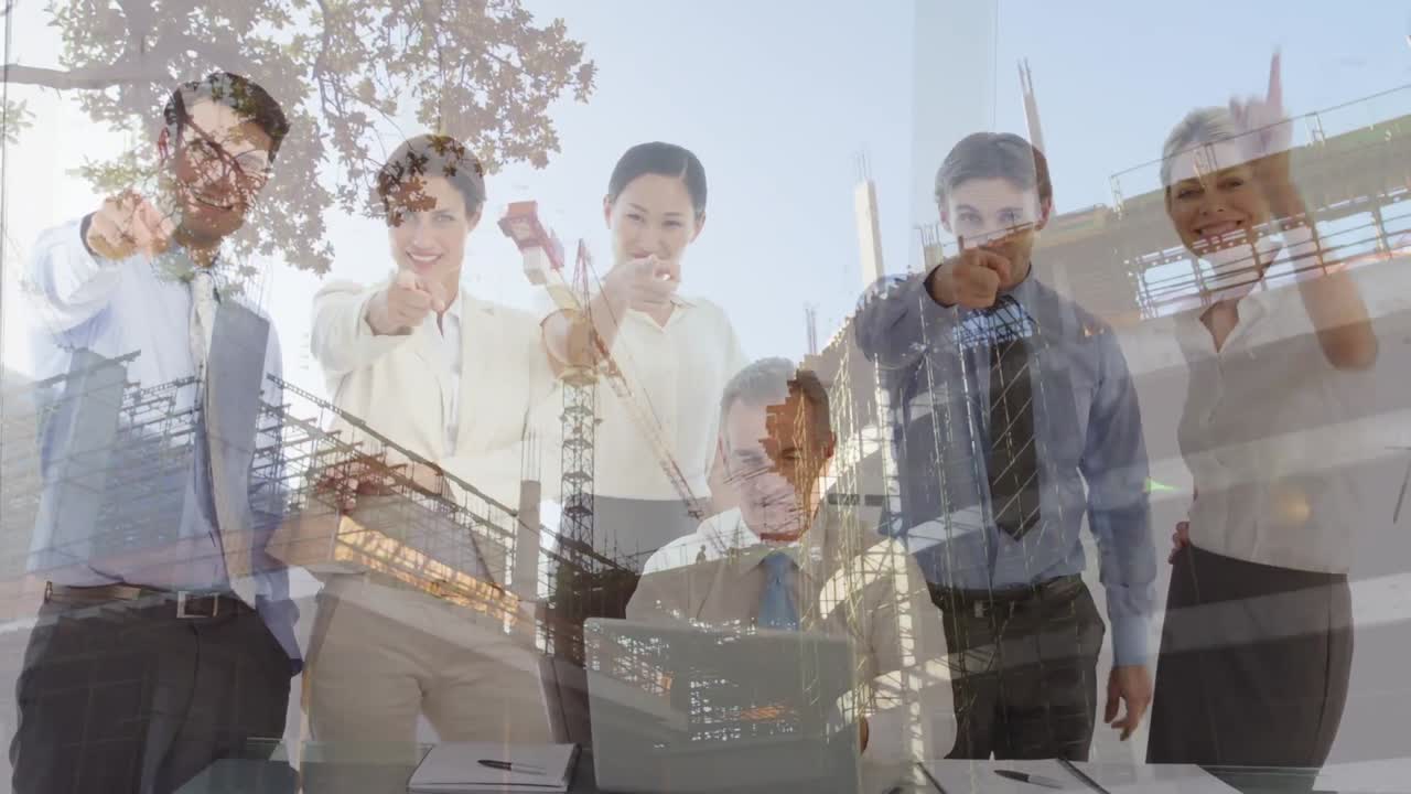 건설 현장에서 다양한 사업가들의 애니메이션