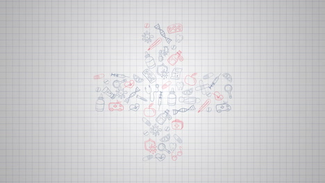 health care medical science with icon. abstract white background and medical research. figure of the medical cross. loop.