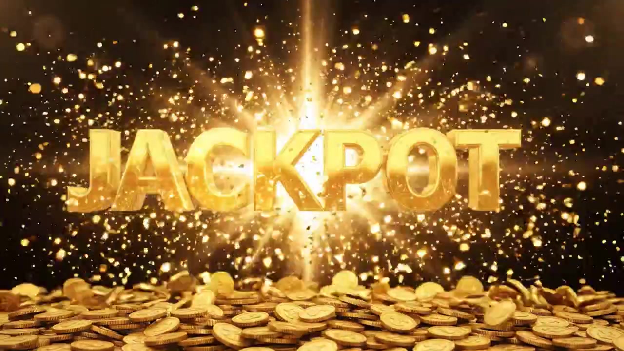 勝利の究極のスリルを捉えた、輝く金貨と眩い光が特徴のジャックポット祝賀の感動的なビジュアルジャーニー。