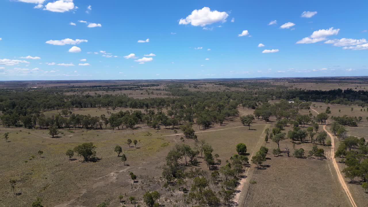 Aerial views over farmland outside Wandoan, Queensland.