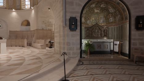 dormition abbey interior in jerusalem, israel. slow motion.