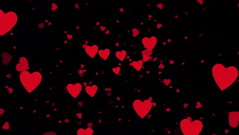 animation of red hearts floating over black background