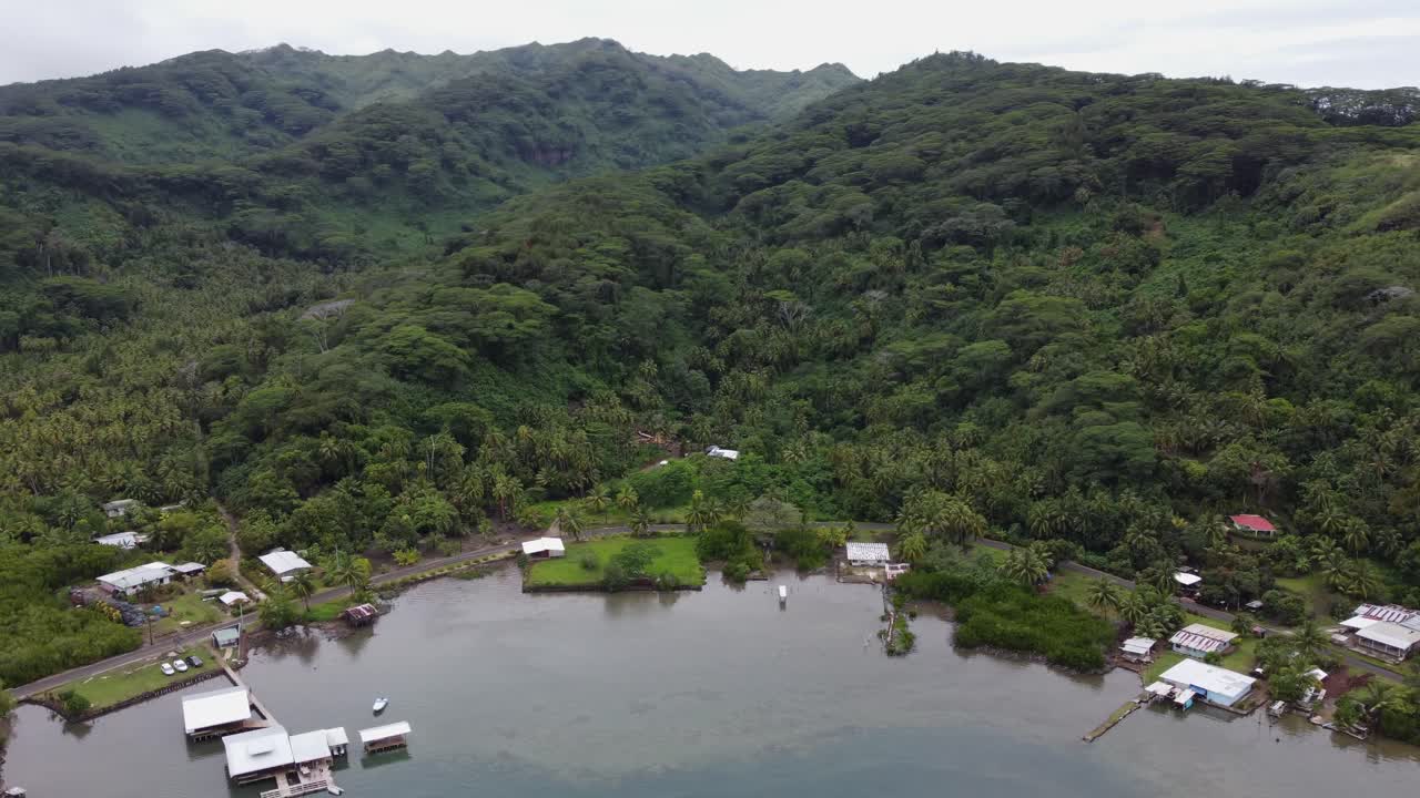 Dense, rugged tropical jungle mountains on Taha'a island, Polynesia