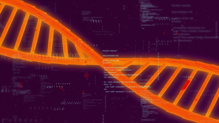 Animation of data processing over dna strand