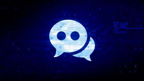 la burbuja de mensajes de chat, el símbolo de conversación, el ruido de píxeles digitales, la animación de errores.