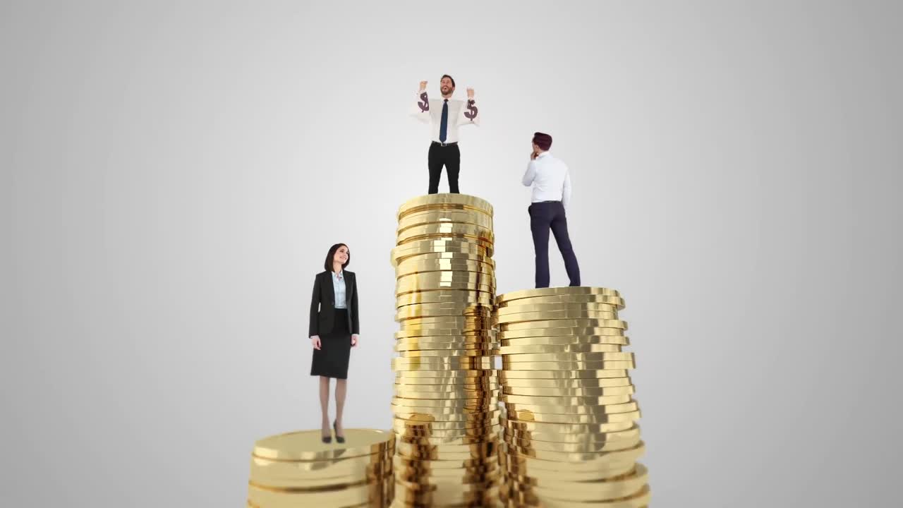 포디움 에 있는 사업가 들 의 복합 영상