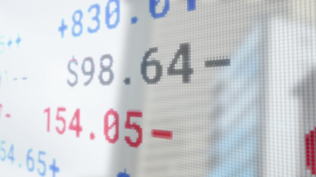 주식 시장의 애니메이션과 도시 풍경의 스