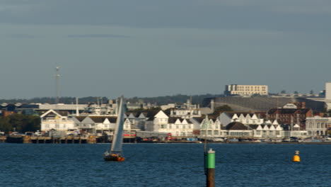 panning shot of southampton skyline and docks