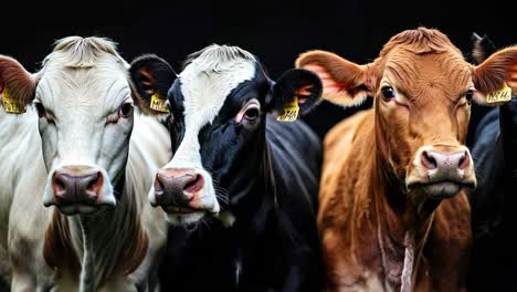 a group of cows standing next to each other in a field