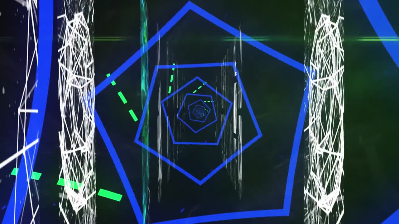 검은색 배경 위에서 움직이는 모양의 애니메이션