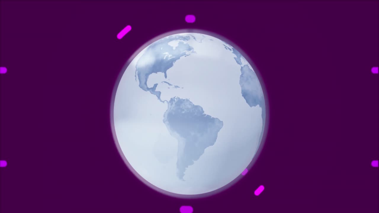 animación del globo sobre el procesamiento de datos y el escaneo del alcance sobre un fondo negro