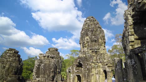 face of the king in the temple of bayon timelapse, angkor wat, siem riep, cambodia