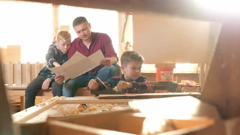 father and sons woodworking project