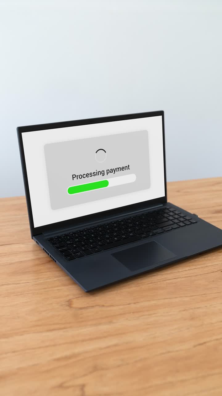 Processing payment and transaction declined on laptop. Concept of online banking. Vertical shot.