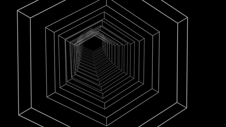 Infinite digital hex retro sci fi tunnel seamless loop
