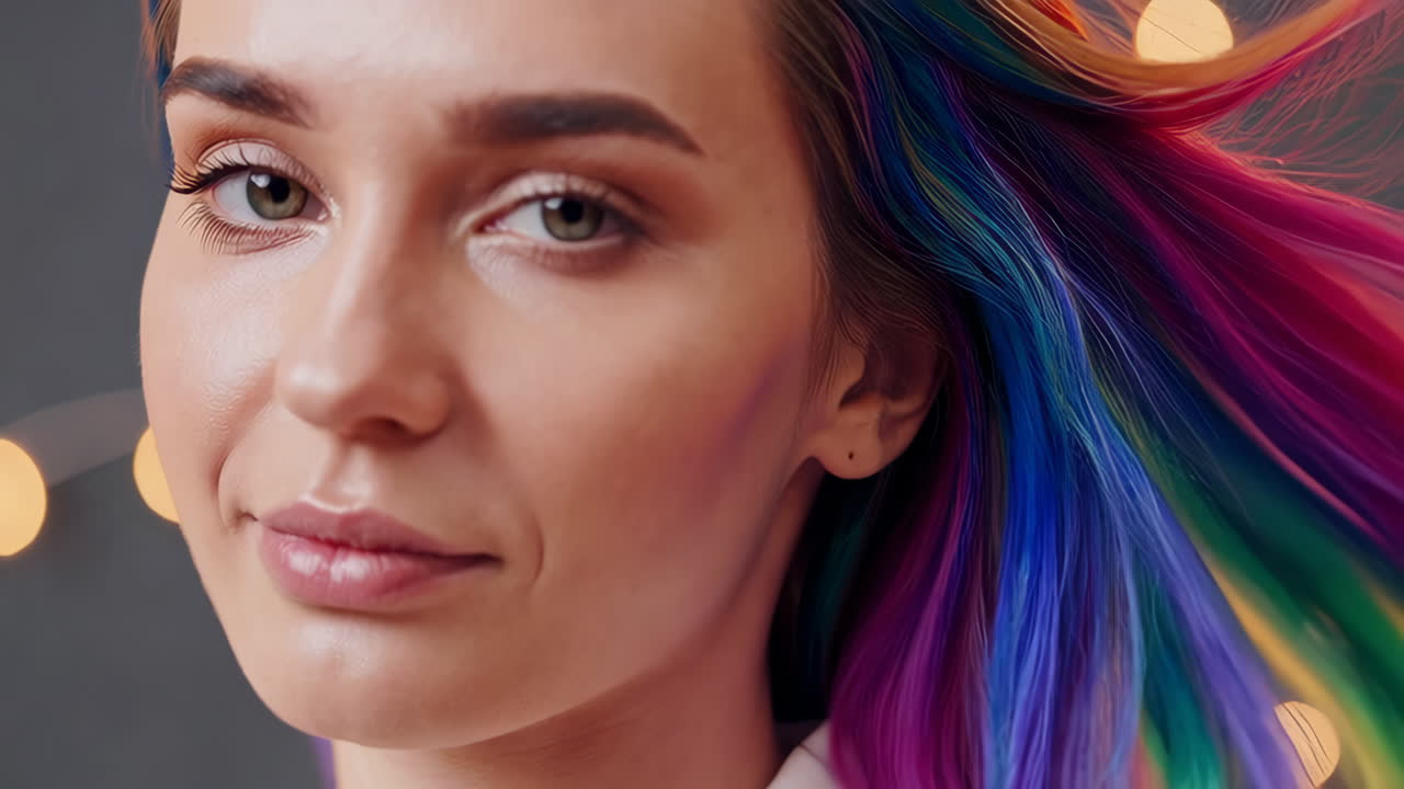 Woman with vibrant colorful hair