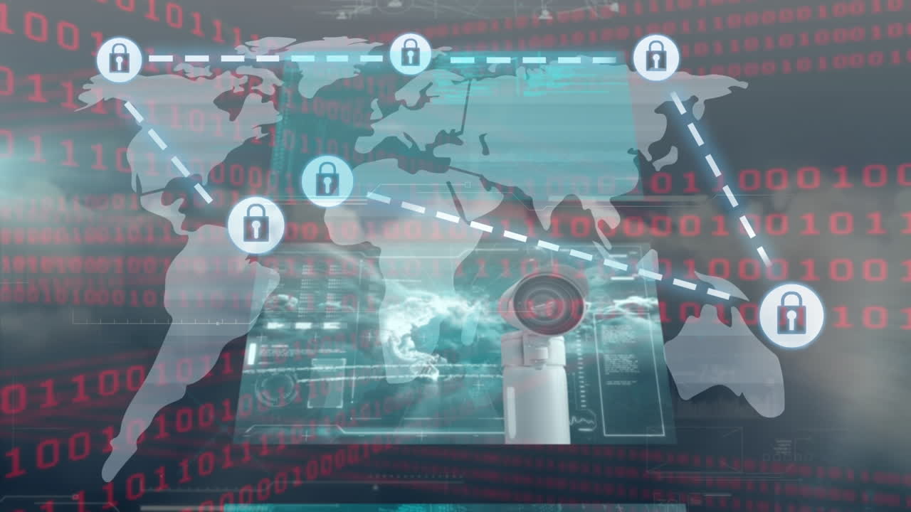 animación del mapa del mundo y red de conexiones a través del procesamiento de datos