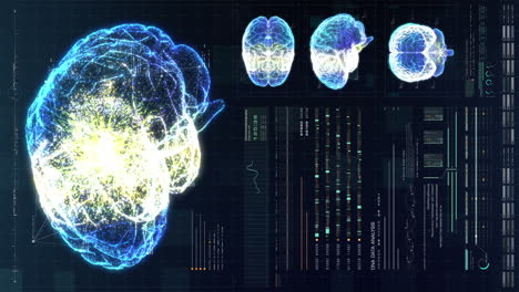 Vertical-display-format-:-Futuristic-virtual-holographic-head-up-display-of-biomedical-human-body-scan,-neurological-examination,-vertebral-column-and-heart-diagnostic-for-tablet-display