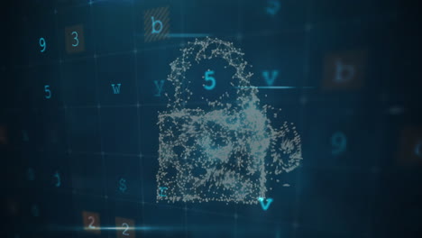 animación del procesamiento de datos a través de un candado