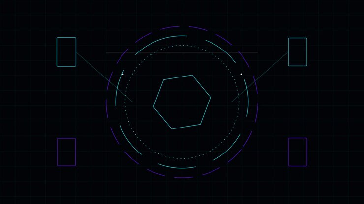 Futuristic Digital Interface with Pulsing Geometric Shapes