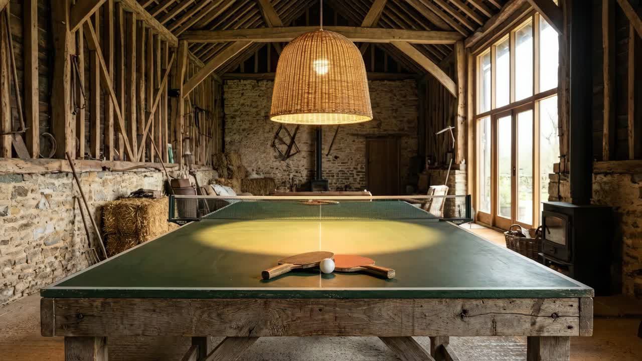 Ping Pong Table in a Barn
