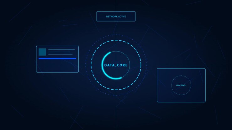 Digital Data Core Interface with Network Analysis HUD