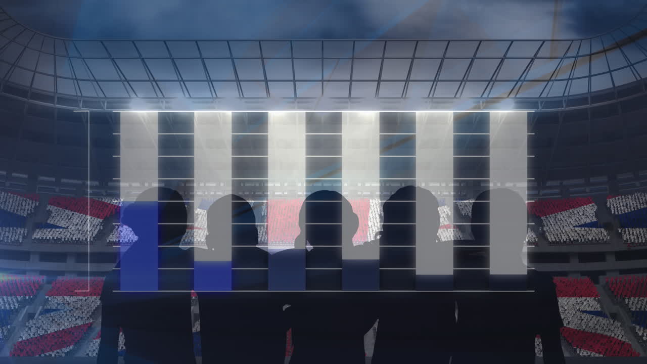 팬들의 실루 ⁇ 과 스포츠 스타디움의 배경에 대한 통계 데이터 처리