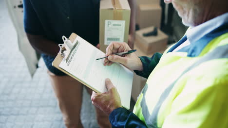 delivery person receiving a package