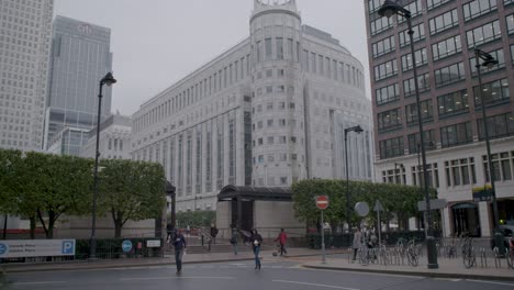 canary wharf, london: a cloudy day in the business district