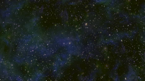 universe with flying stars and dust in black clouds
