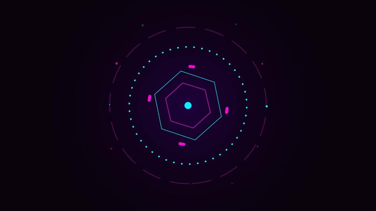 Abstract Neon Hexagon HUD Interface Animation