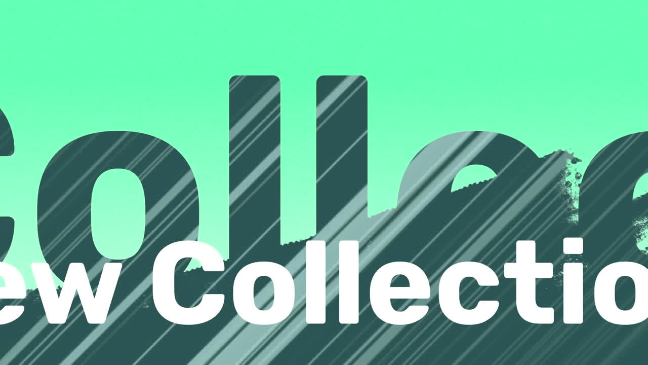 Animation of new collections text over shadow on blue background