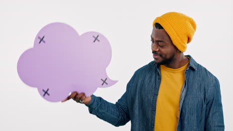 social media, face and man with speech bubble