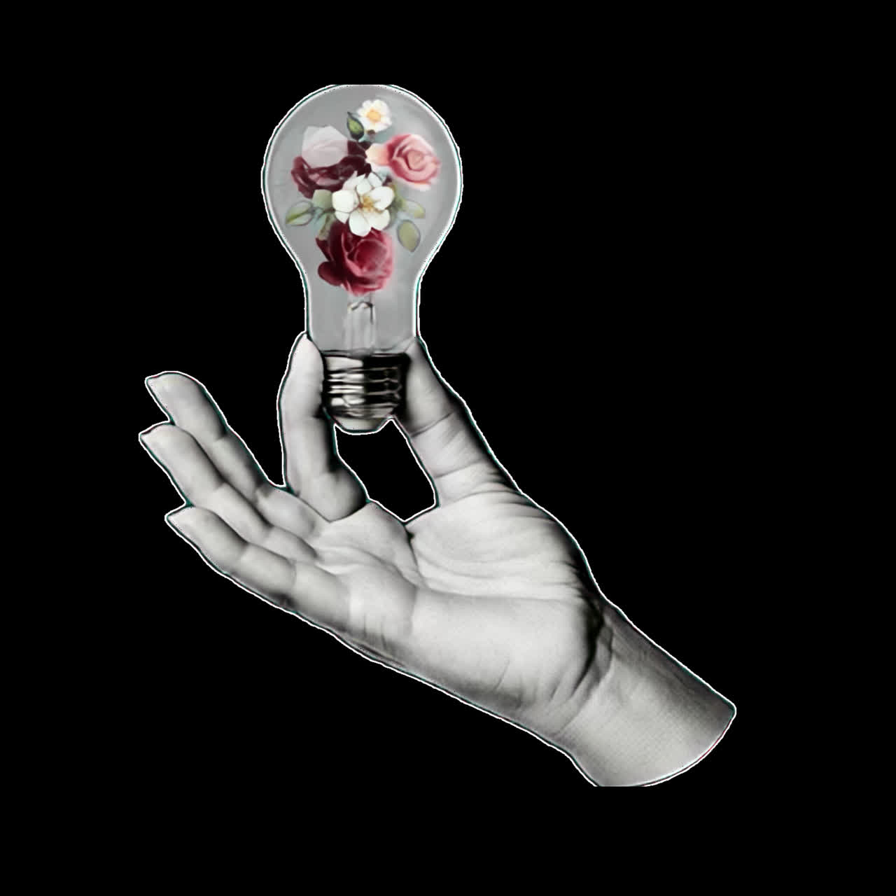 Floral creativity in hand animation isolated asset, transparent 4K video, alpha channel, ProRes 4444