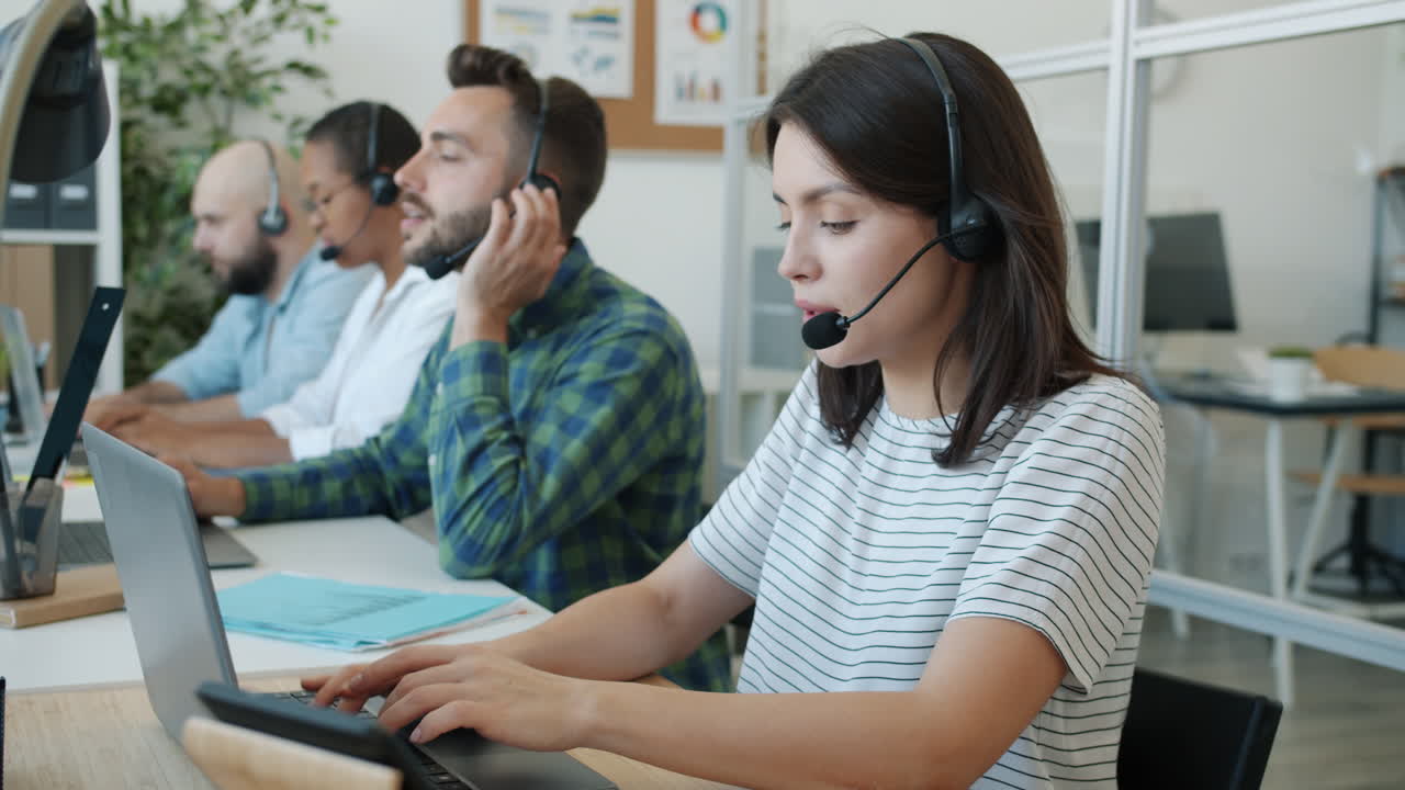Team of customer service representatives at work