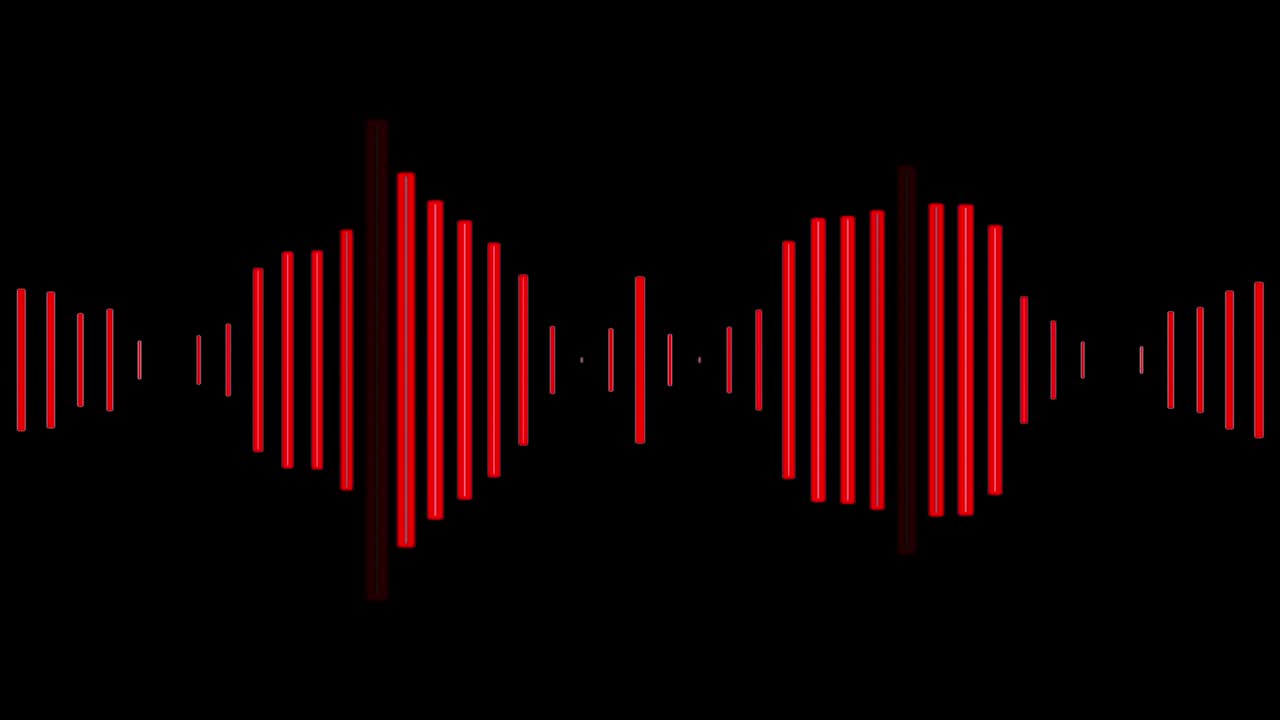 forme d'onda audio che si muovono sullo schermo in rosso, uno sfondo perfetto per un podcast, un audiolibro, un karaoke - looping senza interruzioni