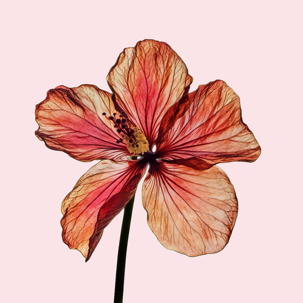 Dried flower animation isolated asset, transparent 4K video, alpha channel, ProRes 4444