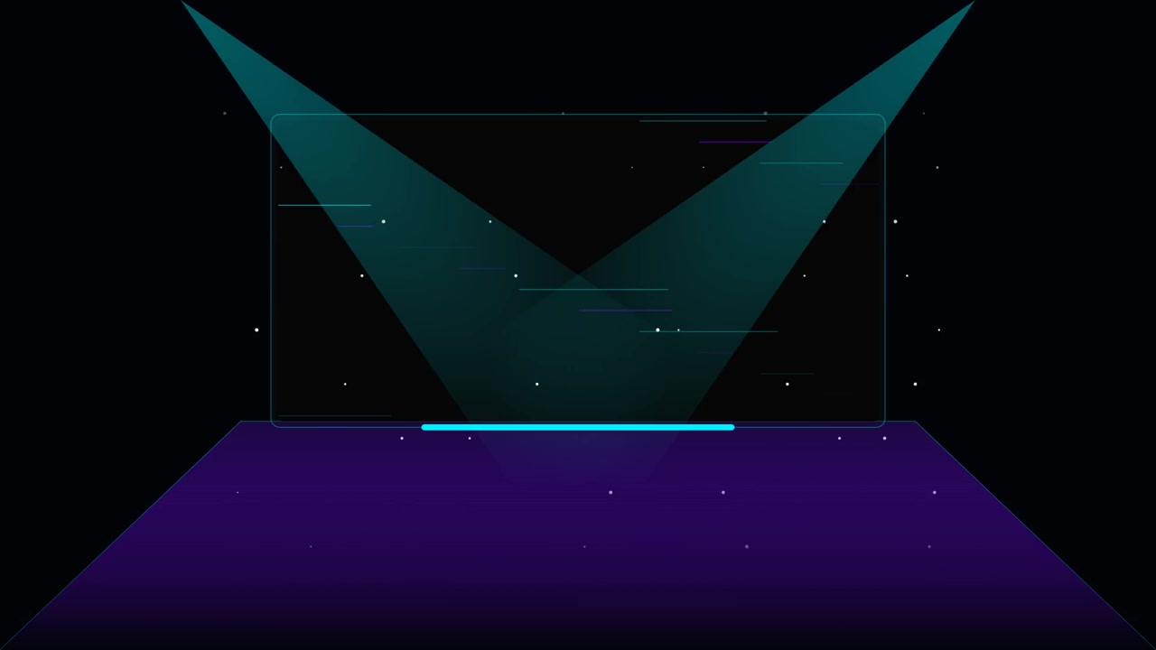 Abstract Digital Stage with Moving Light Beams and Particles