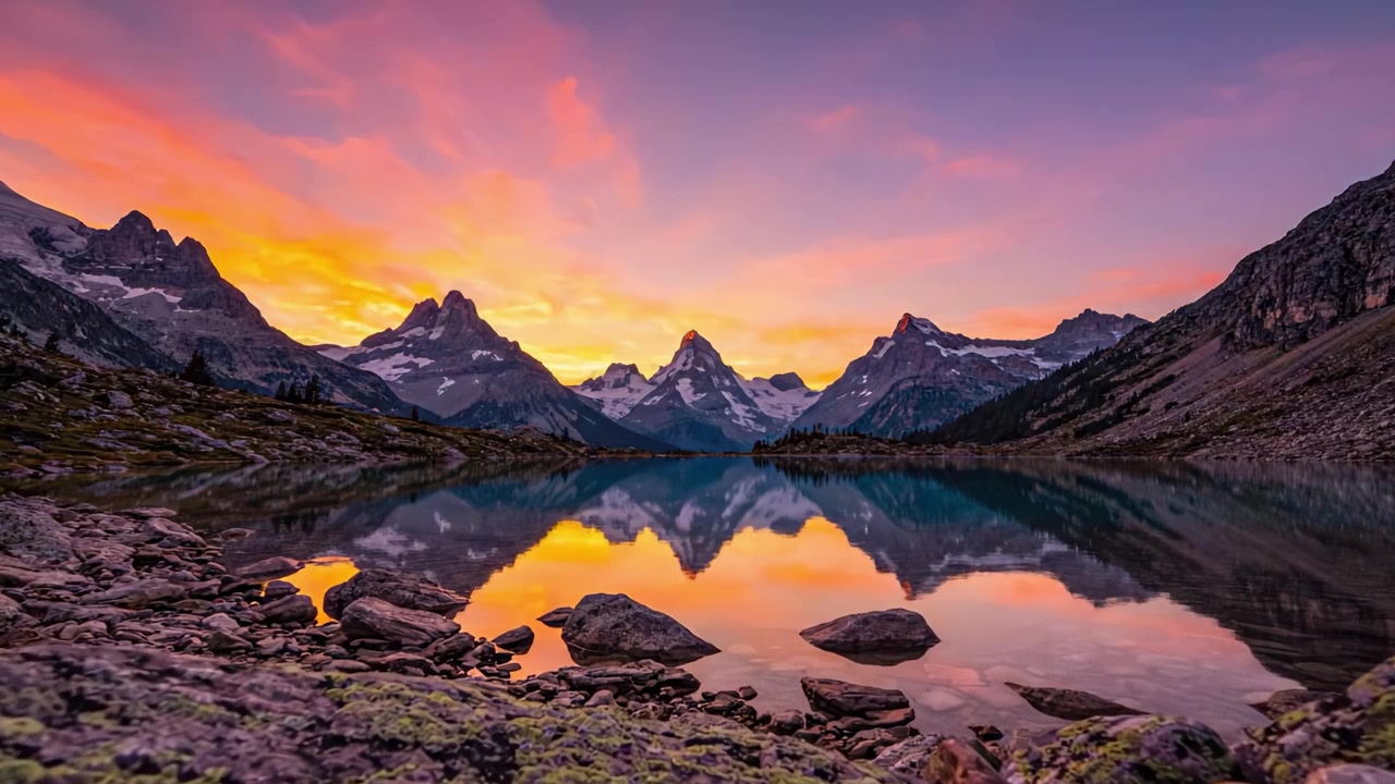 Breathtaking Sunset Reflections Over Majestic Mountains and Serene Waters: A Stunning Visual Journey Through Nature's Beauty