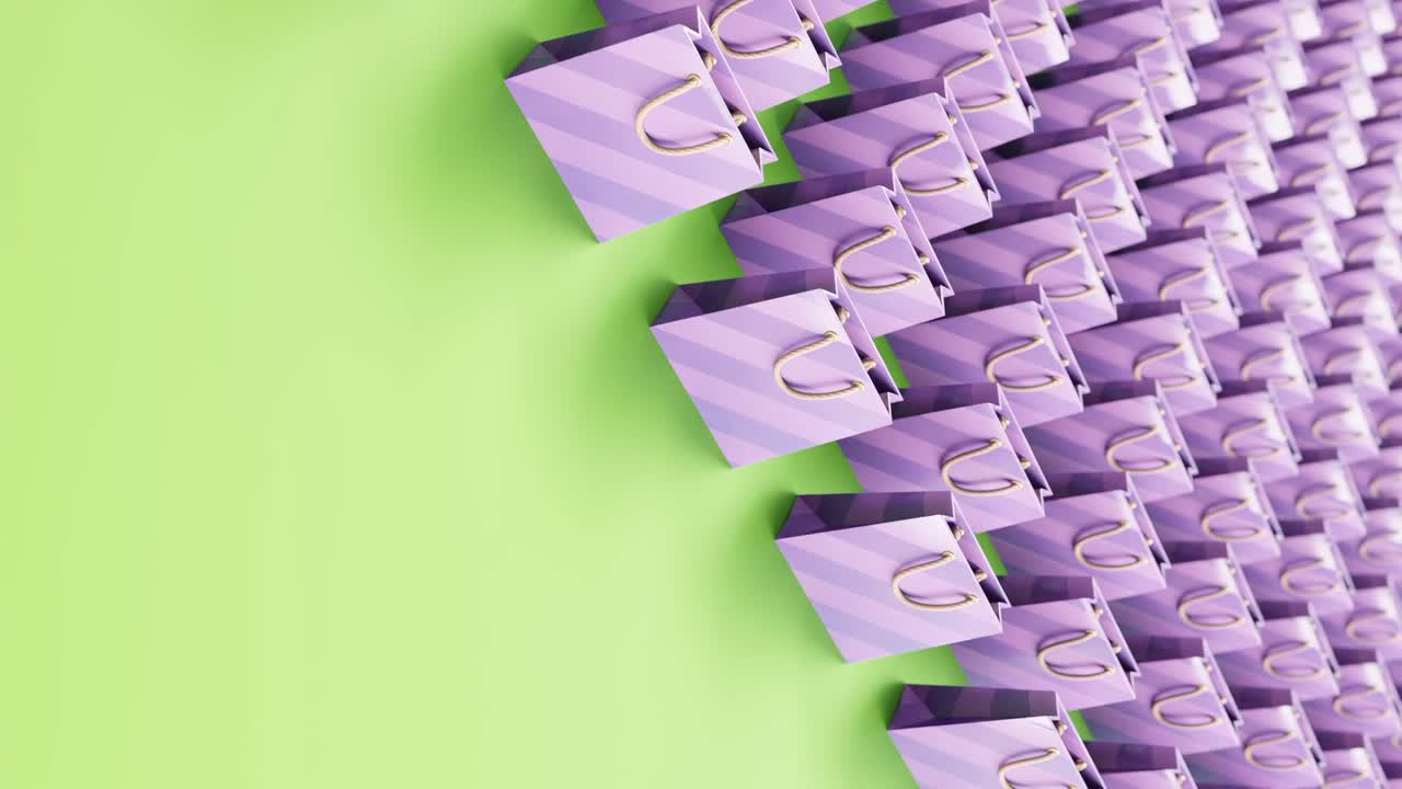 animación 3d de la bolsa de compras para la promoción del carrito de comercio electrónico de la tienda en línea