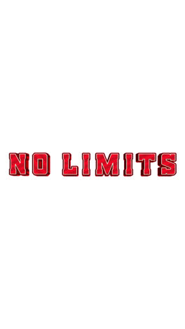 no limits red and white text graphic on white background