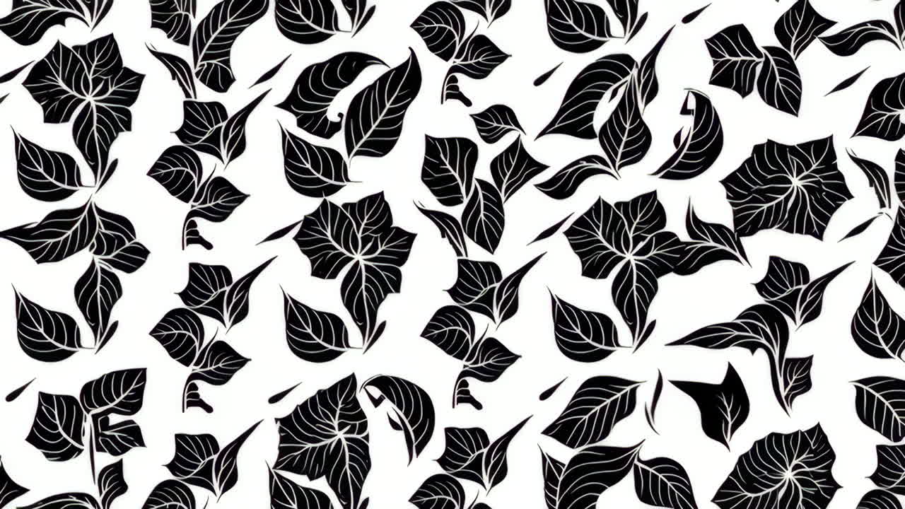 Seamless Black and White Botanical Leaf Pattern